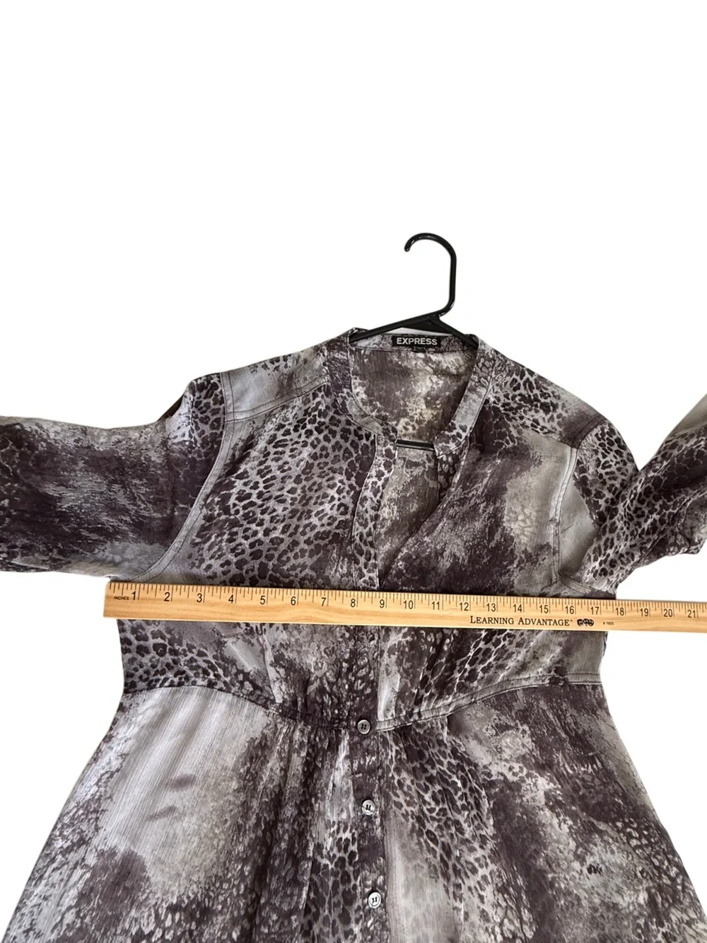Y2K Express Sheer Animal Print Button Front Top Size S Whimsigoth Grunge